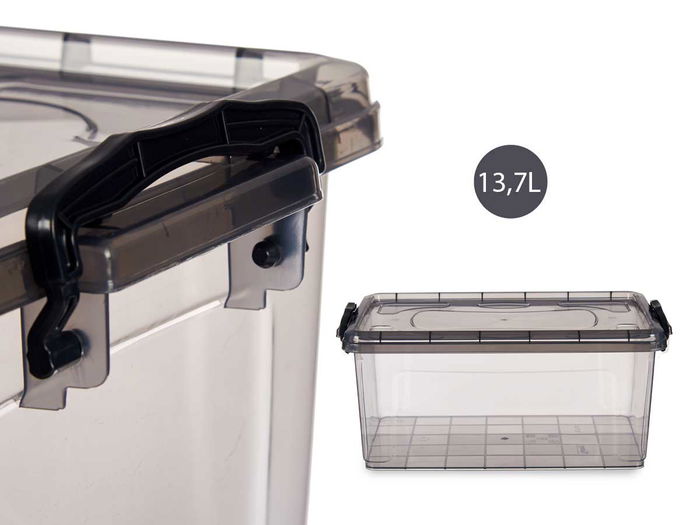 Kipit Caja Plástico Ordenación Antracita 13,7L 27.5x18x42.5cm (Set de 12)