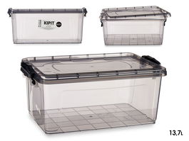 Kipit Caja Plástico Ordenación Antracita 13,7L 27.5x18x42.5cm (Set de 12)