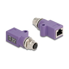 DeLOCK Adaptador M12 D-codificado 4 pin hembra a RJ45 hembra Cat.5e violeta