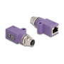 DeLOCK Adaptador M12 D-codificado 4 pin hembra a RJ45 hembra Cat.5e violeta