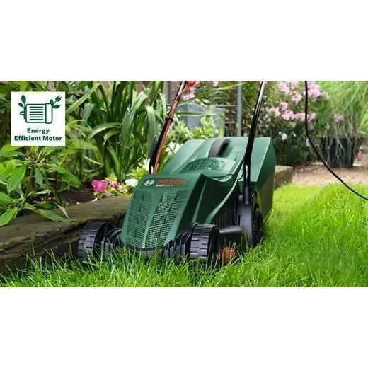 Bosch UniversalRotak 34-405 Cortacésped de gasolina 34 cm ancho de corte, altura ajustable 25-70 cm, recogedor 40 L, 1300 W