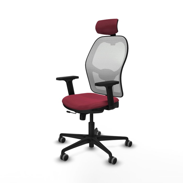PIQUERAS Y CRESPO Silla de oficina Jorquera con mecanismo Sincro/Traslack, Granate y Blanco