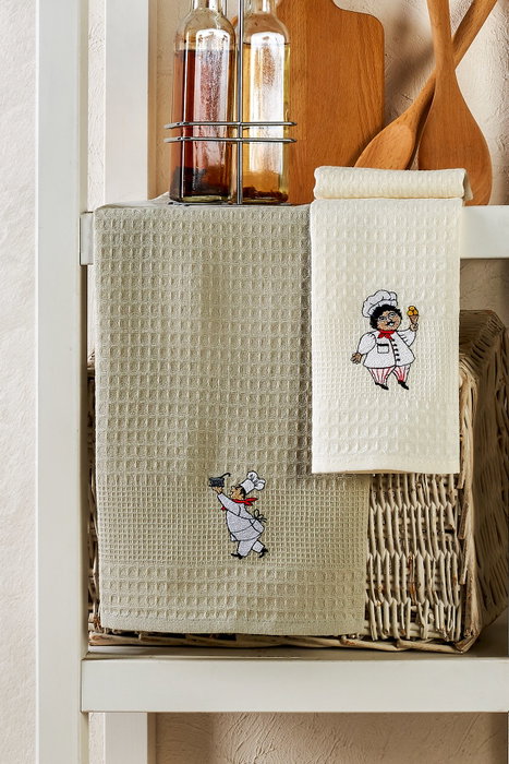 Mijölnir Juego de 6 Paños de Cocina de Algodón 100% Bordados 40x60 cm Absorbentes y Duraderos para la Cocina