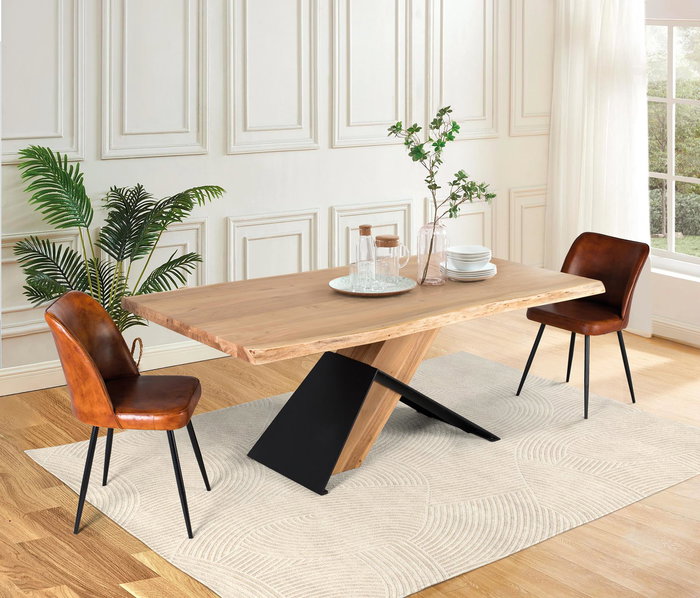 GINER Y COLOMER Mesa de Comedor Rectangular en Madera de Acacia y Metal 240x100 cm