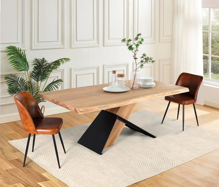 GINER Y COLOMER Mesa de Comedor Rectangular en Madera de Acacia y Metal 240x100 cm GINER Y COLOMER Mesa de Comedor Rectangular en Madera de Acacia y Metal 240x100 cm