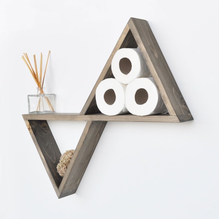 Hanah Home Estantería de Pared Aa004, Madera de Abeto, Nogal, 55x50x9 cm, Hecha a Mano, Decoración Rústica y Moderna para Hogar