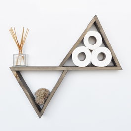 Hanah Home Estantería de Pared Aa004, Madera de Abeto, Nogal, 55x50x9 cm, Hecha a Mano, Decoración Rústica y Moderna para Hogar