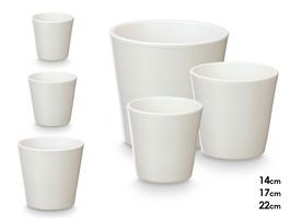 Ibergarden Set 3 Macetas Cónica Blanca Mate 14 cm 17 cm 22 cm