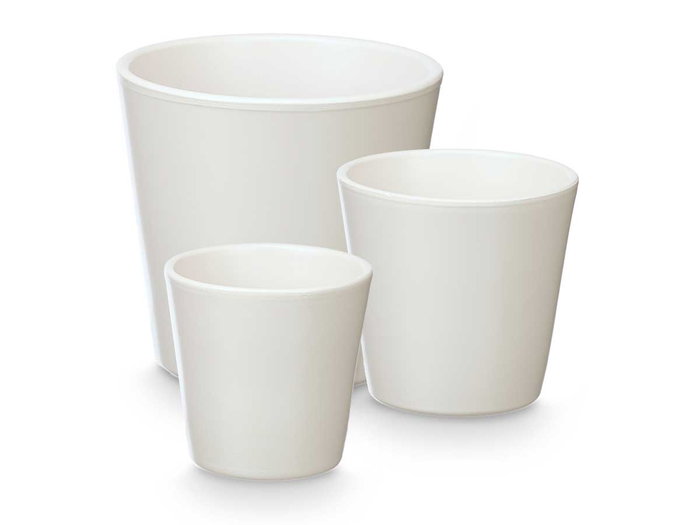 Ibergarden Set 3 Macetas Cónica Blanca Mate 14 cm 17 cm 22 cm