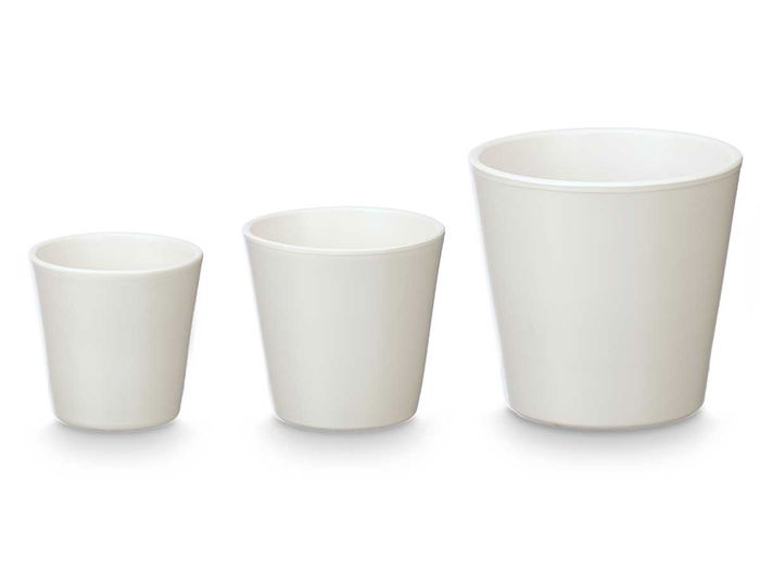 Ibergarden Set 3 Macetas Cónica Blanca Mate 14 cm 17 cm 22 cm