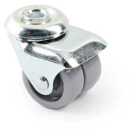 Q&Q Rueda Giratoria Aro Doble Plástico Diámetro 40 mm Zincado Taladro Pasante 10 mm