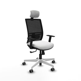 PIQUERAS Y CRESPO Silla de oficina Yunquera con mecanismo Sincro, Blanco y Negro
