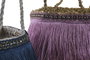 DKD Home Decor Cesta Boho Lila Azul 34 x 40 cm (4 Unidades) con Flecos Hecho a Mano Reciclable