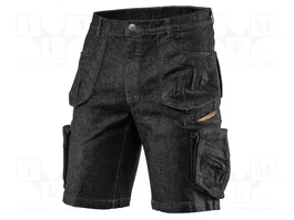 NEO TOOLS Pantalones cortos protectores de denim, negro, M