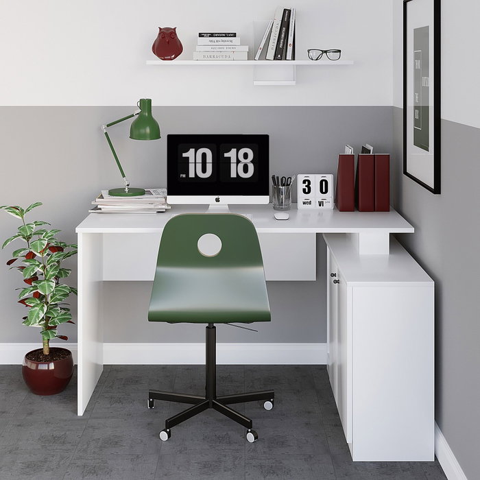 Hanah Home Mesa de Estudio Blanca 130x74x60 cm