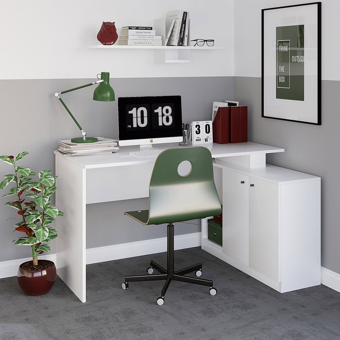 Hanah Home Mesa de Estudio Blanca 130x74x60 cm
