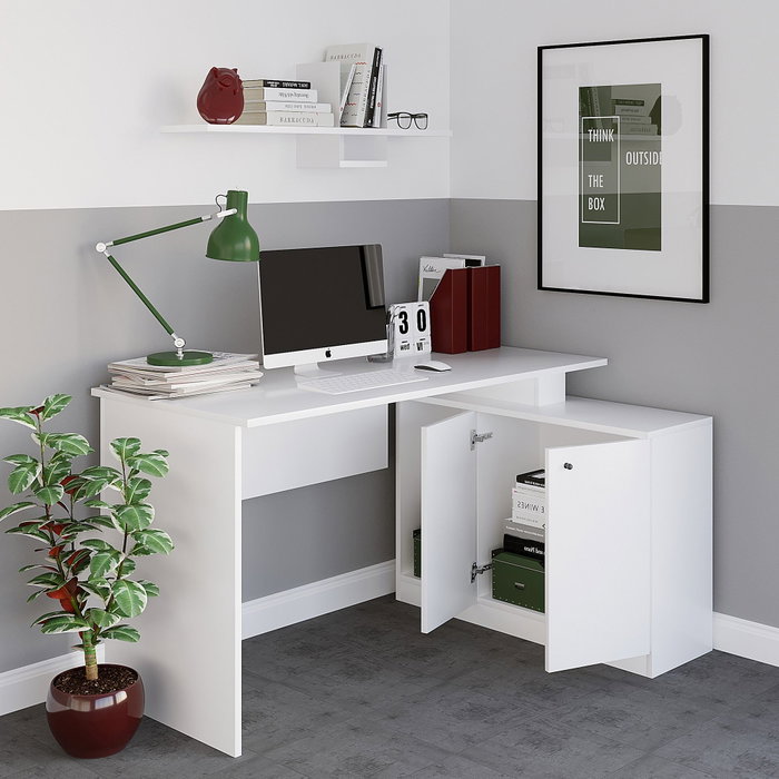 Hanah Home Mesa de Estudio Blanca 130x74x60 cm