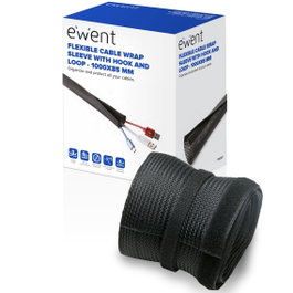 Ewent EW1557 Manguito de Gestión de Cables con Velcro 1000x85 mm Negro