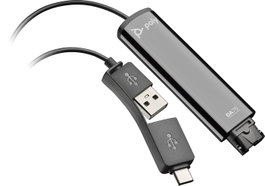 HP Poly Adaptador DA75 de USB a QD Negro (USB-A y USB-C)