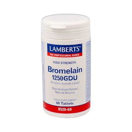 LAMBERTS Bromelina 60 Comp. 500 mg (1250 GDU) Enzimas Digestivas de Piña, Apto Veganos