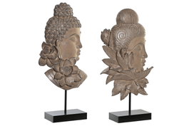 DKD Home Decor Figura de Buda en Resina y Metal (Pack de 2 unidades) Surtidas