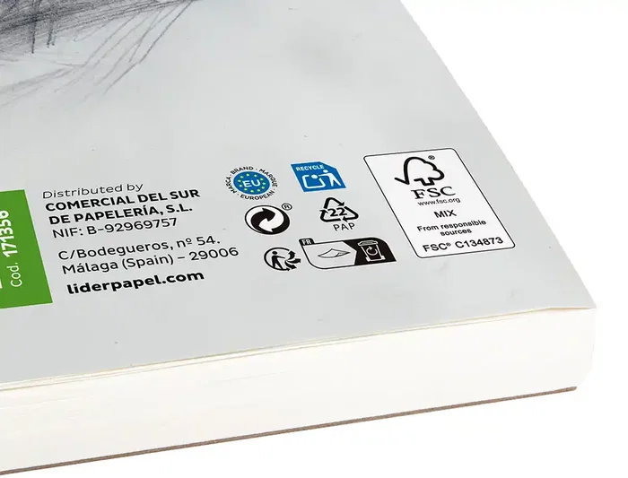 Liderpapel Bloc de Dibujo para Bocetos A6 105x148 mm, 100 Hojas 90 g, Papel sin Recuadro, Espiral