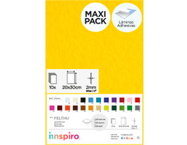 Innspiro Fieltro Acrílico Adhesivo Amarillo 20x30cm x 2mm (10 unidades)