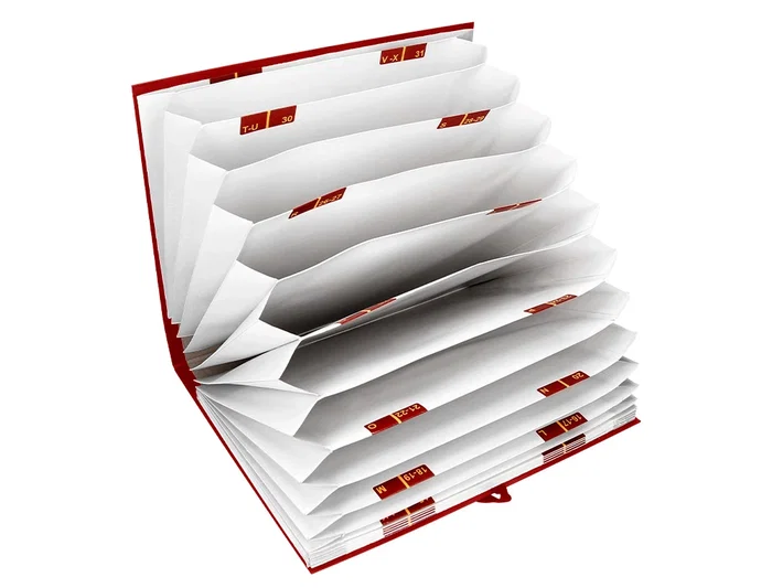 Liderpapel Carpeta Fuelle Folio Cartón Forrado Burdeos 20 Departamentos 220x350x300 mm