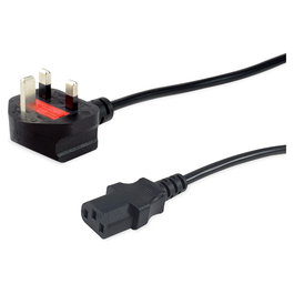EQUIP Cable de Alimentación IEC C13 a Enchufe Británico BS1363, 2 m, 250V 10A 2500W, Negro, Certificados VDE UKCA RoHS