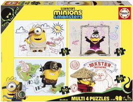 EDUCA BORRAS Puzzle Musti 4 en 1 Minions y Monsters de 250 a 499 piezas
