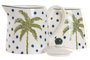 DKD Home Decor Set de 2 Azucareros de Porcelana Palmeras Palm 25 Verde y Azul de 11x7,6x7,8 cm