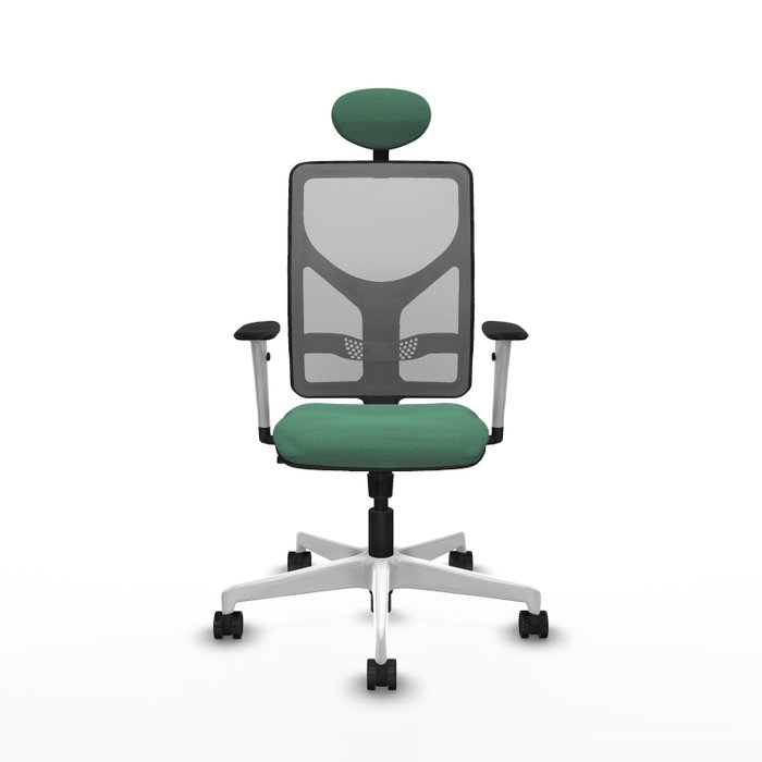 PIQUERAS Y CRESPO Silla de oficina Motilla con mecanismo Sincro, Verde esmeralda y Gris