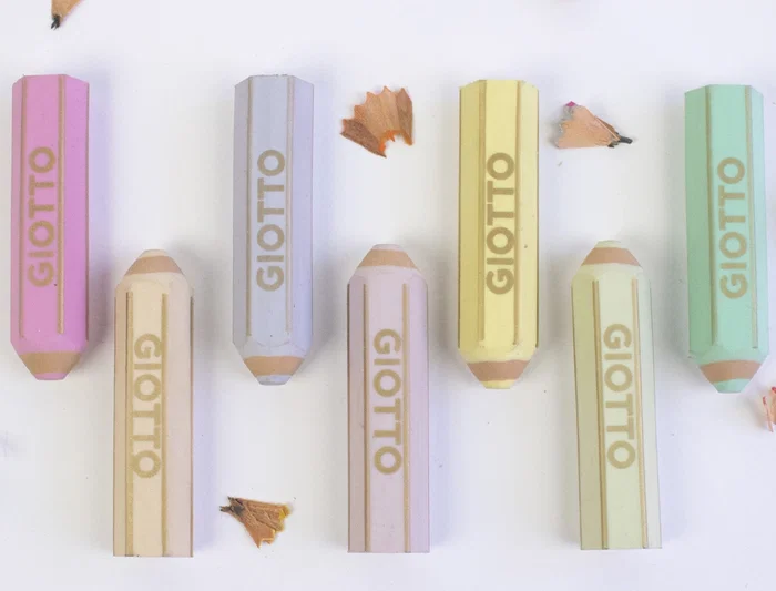 Giotto Happy Gomma Pastel Goma de Borrar Forma de Lápiz Colores Pastel Surtidos para Estuche