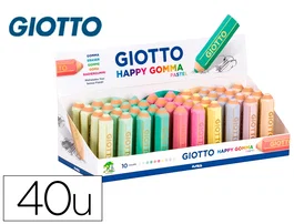 Giotto Happy Gomma Pastel Goma de Borrar Forma de Lápiz Colores Pastel Surtidos para Estuche