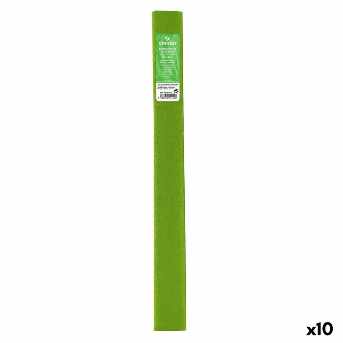 CANSON - GUARRO Paquete de 10 rollos continuos de papel crepé verde primavera 50x250cm 32g