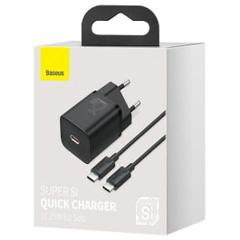 Baseus Super Si Quick Charger 25W con cable USB-C a USB-C de 1m (negro)