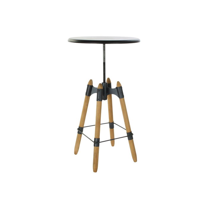 DKD Home Decor Mesita Auxiliar Regulable de Metal y Madera 60x60x105 cm
