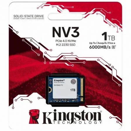 Kingston NV3 NVMe SSD 1TB M.2 2230 PCIe Gen4 x4 - Hasta 6000/4000 MB/s, SNV3SM3/1T0