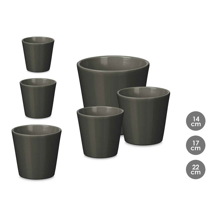 Ibergarden Set de 3 Macetas Cónicas Antracita Mate Ibergarden Set de 3 Macetas Cónicas Antracita Mate