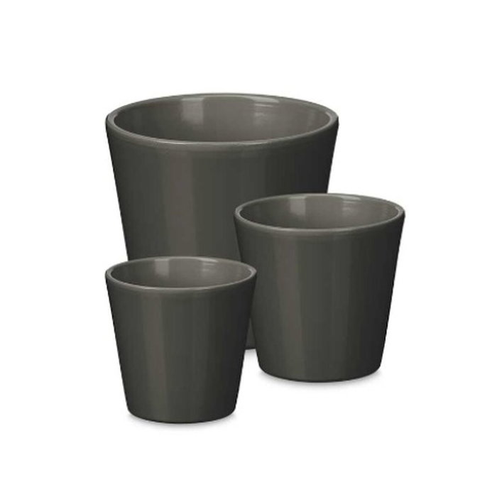 Ibergarden Set de 3 Macetas Cónicas Antracita Mate Ibergarden Set de 3 Macetas Cónicas Antracita Mate