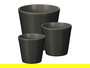 Ibergarden Set 3 Macetas Cónicas 14 cm, 17 cm y 22 cm Antracita Mate de Arcilla