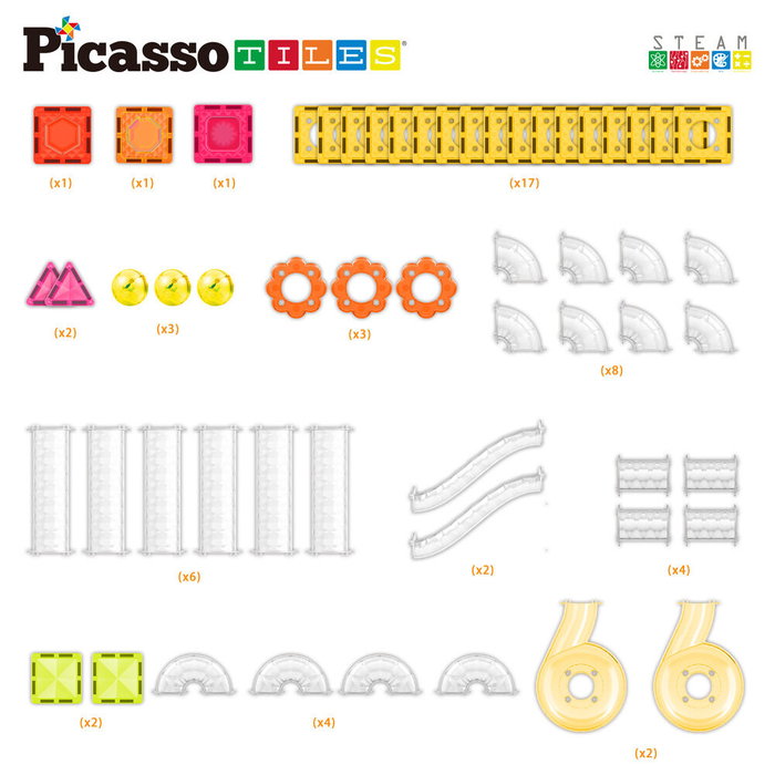 PICASSO TILES Circuito de Canicas Magnético Educativo 60 Piezas - Juego de Mesa para Niños +3 Años