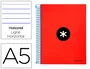 Antartik Cuaderno Espiral A5 Micro Tapa Forrada 120 Hojas 90gr Horizontal 5 Bandas 6 Taladros Color Rojo