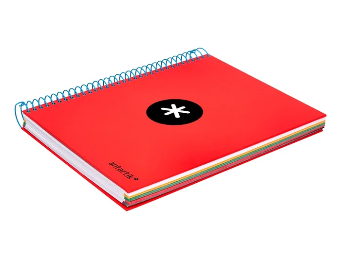 Antartik Cuaderno Espiral A5 Micro Tapa Forrada 120 Hojas 90gr Horizontal 5 Bandas 6 Taladros Color Rojo