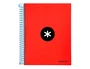 Antartik Cuaderno Espiral A5 Micro Tapa Forrada 120 Hojas 90gr Horizontal 5 Bandas 6 Taladros Color Rojo