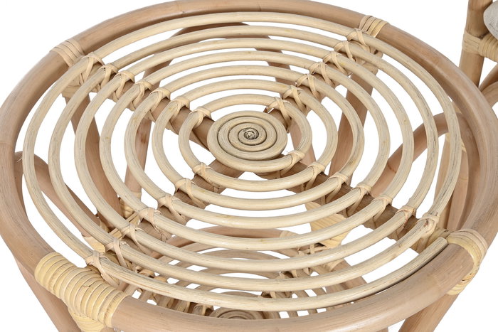 DKD Home Decor Indonesia 1c24 Mesa Auxiliar Set de 3 Blanco Natural Ratan 50 x 50 x 50 cm