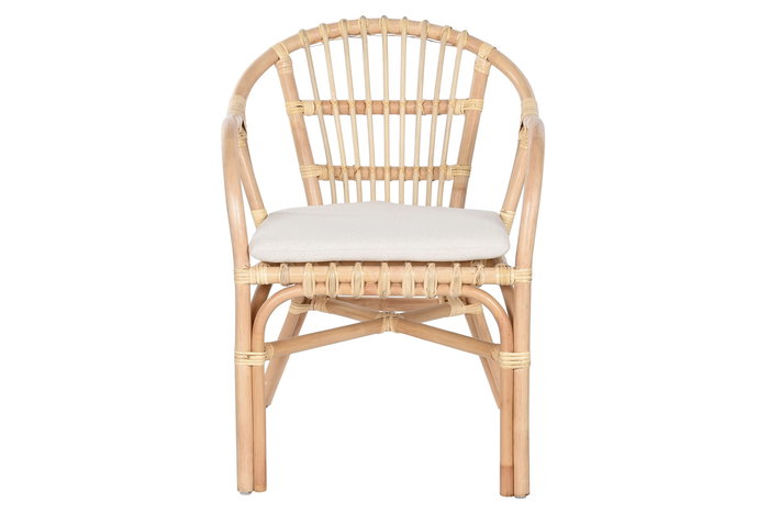 DKD Home Decor Indonesia 1c24 Mesa Auxiliar Set de 3 Blanco Natural Ratan 50 x 50 x 50 cm