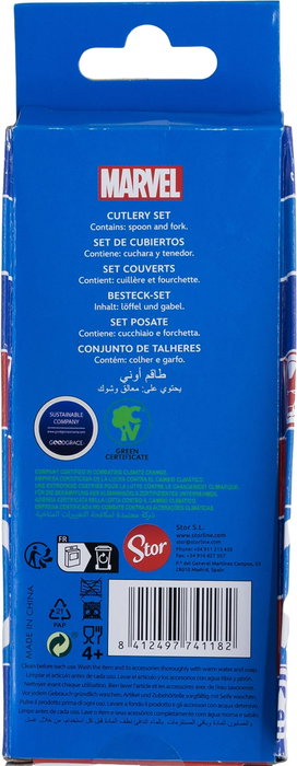 Marvel Juego De Cubiertos 2 Piezas Elípticos Metálicos Vengadores CZ11403 Acero Inoxidable Libre BPA
