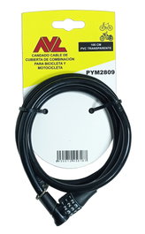 AVL Candado de Cable para Bicicleta o Motocicleta de 1 m con Combinación de 3 Dígitos