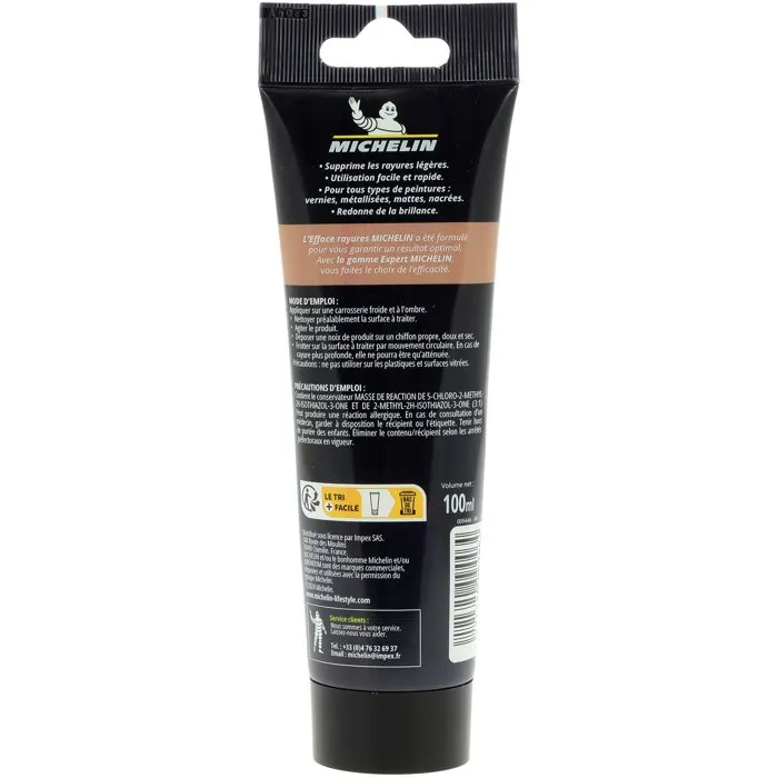 Michelin Delete Scratch Reparador de Rasguños para Carrocería, Brillo Rápido y Fácil, Apto para Todas las Pinturas, Tubo 100 ml Michelin Delete Scratch Reparador de Rasguños para Carrocería, Brillo Rápido y Fácil, Apto para Todas las Pinturas, Tubo 100 ml